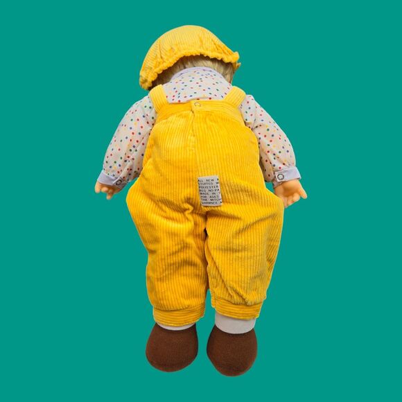 1984 Vintage 19" Vinyl Plush Boy Doll "Sunny" Mitchell Co Kansas Yellow Corduroy - Picture 10 of 11